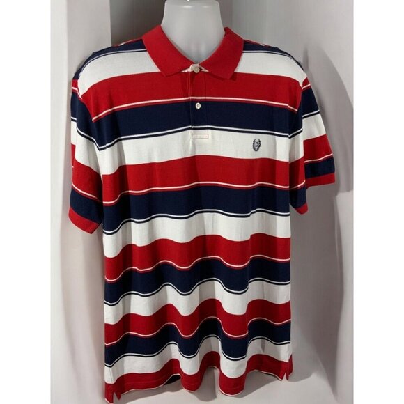 Ralph Lauren Chaps Mens Red White Blue Striped Polo Shirt Short Sleeve Size 2XL - Picture 2 of 7